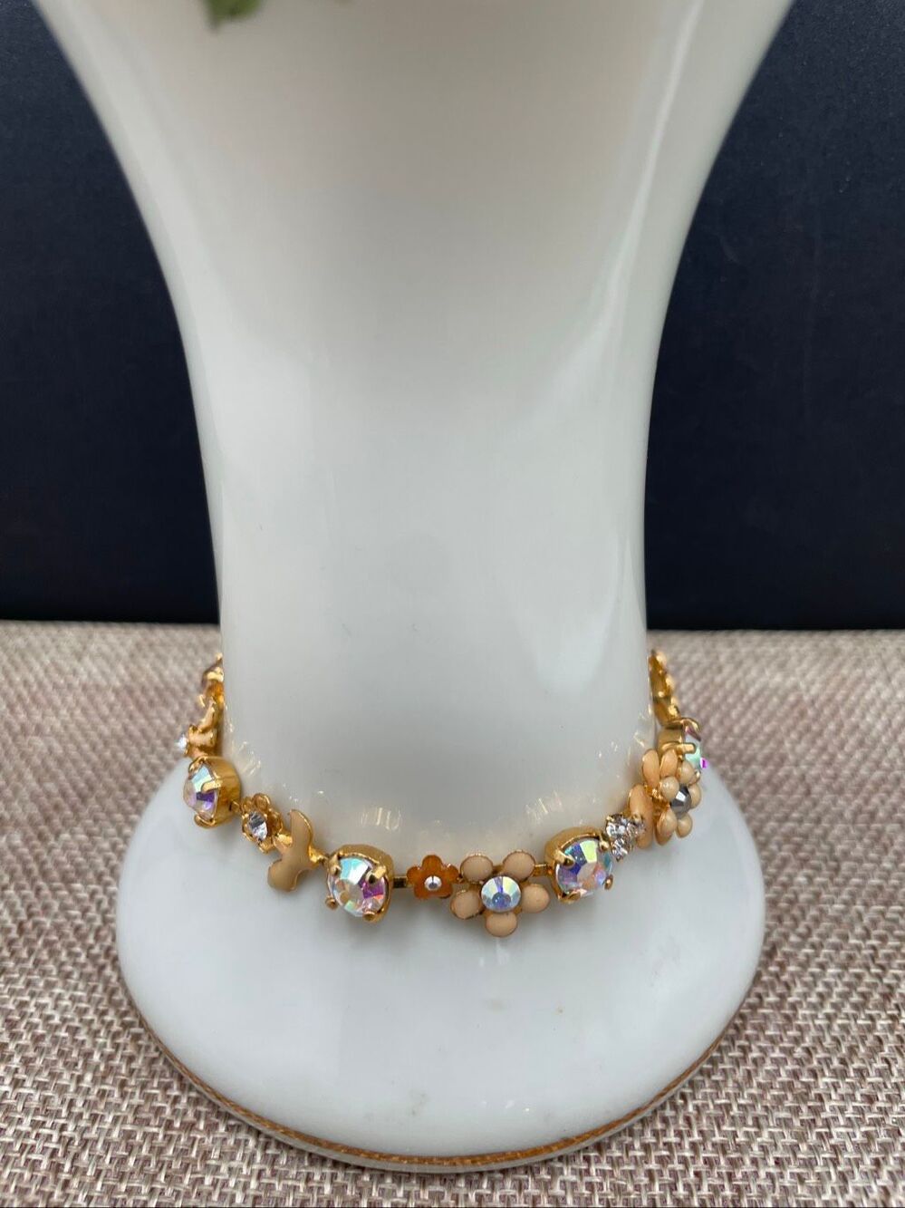 Sorelli Fresh Flowers Gold-Tone Enamel & AB Crystal Floral Bracelet Weddings